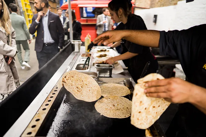 Fresh flatbreads off the griddle